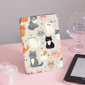 Repetitive Cats Kindle-hoesje Kindle Gen11 6 inch 2019/2024, PaperWhite 6,8'' omslag 5/7 2013, doorzichtige achterkant, gepersonaliseerd cadeau voor haar