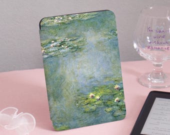 Monet's waterlelies Kindle-hoesje Kindle Gen11 6 inch 2019/2024, PaperWhite 6,8'' omslag 5/7 2013, doorzichtige achterkant, gepersonaliseerd cadeau voor haar
