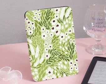 Bloem bladpatroon Kindle-hoesje Kindle Gen11 6 inch 2019/2024, PaperWhite 6,8'' omslag 5/7 2013, doorzichtige achterkant, gepersonaliseerd cadeau voor haar