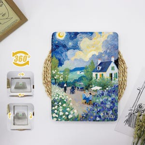 Impressionist 360 Degree Rotate Stand iPad Case Cover For iPad 9.7&quot; 10.2&quot; 10.9&quot; 11&quot; 12.9&quot;, iPad Air 6 iPad Pro iPad 2022 2024 iPad mini 6