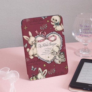 Vintage Bunnies Teddy Kindle Case Kindle Gen11 6Inch 2019/2024,PaperWhite 6.8&#39;&#39; 5/7th 2013 Cover,Clear Back Sleeve,Personalized Gift for Her
