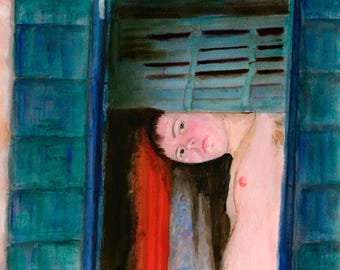 Venice Window, Painting 3/8/50 Esteban nude male Limited Edition Print
