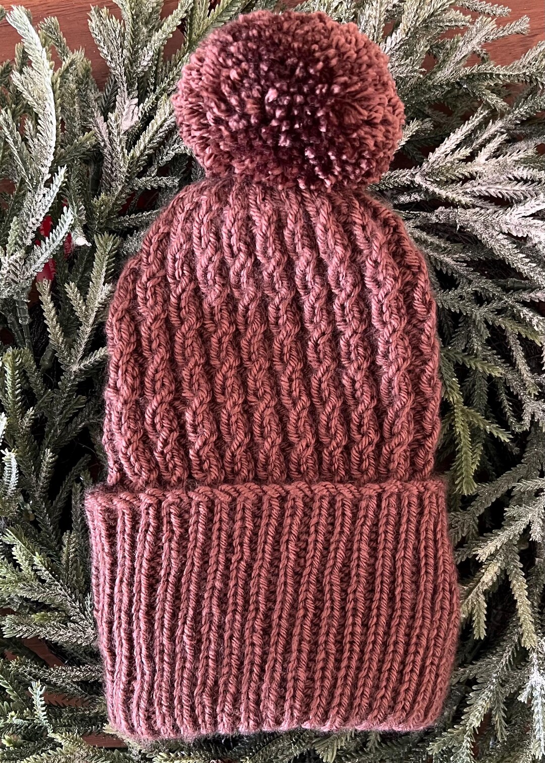 Handknit Reversible Cable Knit Winter Beanie Hat Cozy Warm and Machine ...