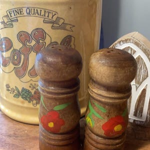 Vintage Wood Salt and Pepper Shakers
