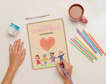 ABC Coloring Book for Kids, A-Z Printable Activity Pages, Educational Digital Download, Fun Learning PDF, ABC of Everyday Things