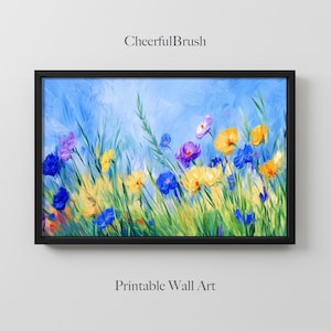 Wildflower Field Digital Print Abstract Spring Art Colorful Floral Painting Vibrant Nature Landscape Printable Decor Instant Download Poster