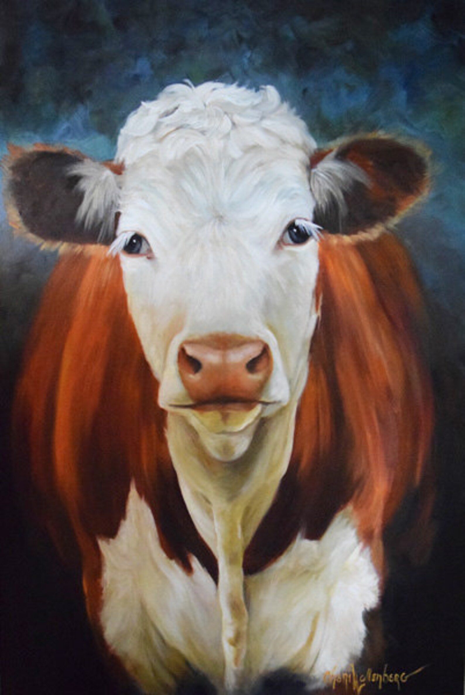 Oil Painting Hereford COW Named Sally 20x30 Canvas Oil Etsy