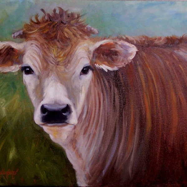 Cow Painting of Gerty - Original Oil Painting - 16x20