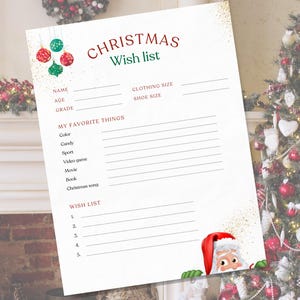 Lista de deseos de Navidad, lista de deseos de Navidad, lista de Navidad, lista de mis cosas favoritas, lista de deseos de Navidad imprimible, lista de favoritos de los empleados