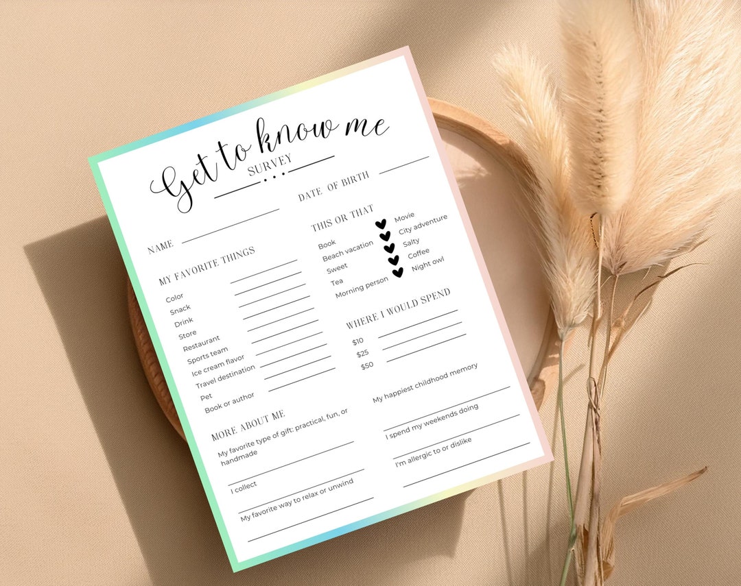 Get to Know Me Survey Printable, Team Building Questionnaire (PDF ...