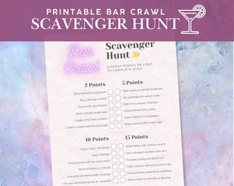 Bar Crawl Scavenger Hunt, Ladies Night Games, Pub Crawl (PDF Printable)