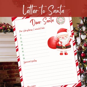 Carta a Papá Noel y lista de deseos navideños para imprimir, lista de Navidad, lista de cosas favoritas, lista de Navidad para adultos, lista de deseos navideños para imprimir