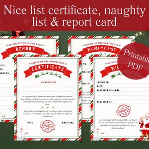 ELf report cards bundle elf printable kit, nice list certificate, elf certificate, santa nice list certificate, naughty list, Santa letter