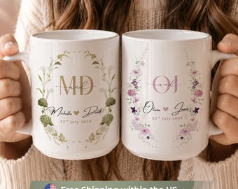 Personalized Wedding Mug, Custom Couple Mug, Newlywed Gift, Wedding Gift for Couple, Bridal Shower Gift, Bride and Groom Anniversary Mug