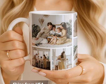 Personalized Photo Collage Mug, Custom Picture Coffee Cup, Family Keepsake, Mom and Dad Gift