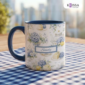 Amalfi coast Lemon Mug Gift, Custom Summer Coffee Mug, Tea Lover Gift, Mediterranean Mug, Lemon Hydrangea Kitchen Decor, Mother's Day Gift image 8