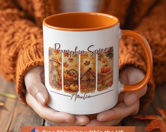 Personalized Pumpkin Spice Mug – Cozy Autumn Decor, Fall Gift, Thanksgiving Gift for Her