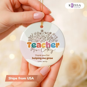 Lehrer Ornament Personalisiert, Benutzerdefinierte Name Ornament, Keramik Ornament mit Name, Anerkennung Geschenk, Ende des Jahres, Weihnachtsgeschenk vom Schüler