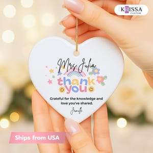 Danke Lehrer Ornament mit Namen Geschenk - Benutzerdefinierte Keramik Ornament Wertschätzung für Lehrer, Jahresende Geschenk, Weihnachtsgeschenk vom Schüler