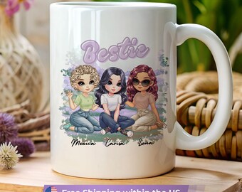 Custom Friend Mug – Personalized Cartoon Bestie Gift