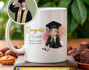 Custom Graduation Gift Mug, Personalized Class of 2026 Coffee Cup, College Graduation Gift, Congrats Grad Keepsake, University Gift for her
