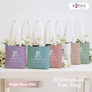 Personalisierte Brautjungfer Einkaufstasche mit Namen - Personalisiertes Hochzeitsgeschenk für Brautjungfern, Trauzeugin, Junggesellinnenabschied Geschenke für Brautjungfern
