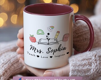 Personalized Teacher Mug, Custom Name Mug, Teacher Appreciation Gift, Best Teacher Gift, End of Year Teacher Gift, Thank you Coffee Mug