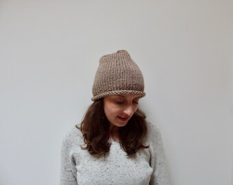 The Hemlock Hat in Fawn / hand knit soft merino / warm wool toque / beanie