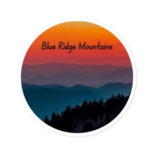 USA Made Sticker, Blue Ridge Mountains Premium Vinyl Sticker, Great for Laptop, Tablet, Water Bottle and much more!