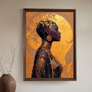 Gallery Art Lover Digital Wall Art Portrait ArtDeco Style Chic Printable Art Poster Black Gold Home Decor for Housewarming Gift or Bday Gift