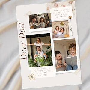 Carte photo modifiable pour la fête des pères pour papa, grand-père, voeux numérique imprimable, carte personnalisée, cadeau pour lui, téléchargement immédiat, toile personnalisée