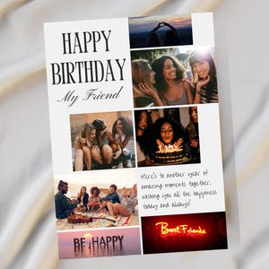 Geburtstagskarte für Freunde Foto Personalisierte druckbare Geschenk Bday Gruß bearbeitbare individuelle Feierkarte für sie sofortiger Download