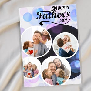 Cartão de foto editável para o dia dos pais para o pai e o avô, cartão de felicitações digital personalizado para impressão, presente para ele, download instantâneo, Canva personalizado