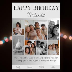 Tarjeta de cumpleaños editable para una amiga, foto personalizada, regalo de celebración, saludo de cumpleaños imprimible, descarga digital instantánea personalizada para ella