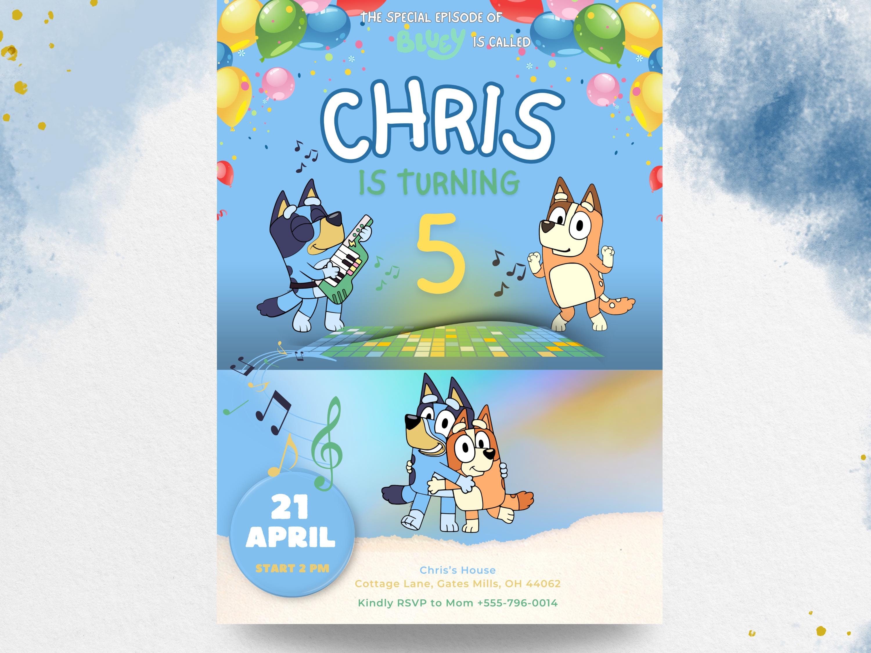 Dancing Bluey Music Party Editable Invite