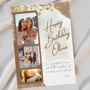 Benutzerdefinierte Geburtstagskarte Digital Download Bearbeitbare Fotokarte für das beste Freundgeschenk Druckbarer Geburtstagsgruß für ihre personalisierte Canva-Vorlage