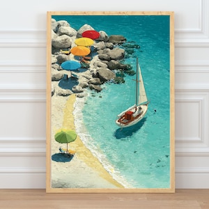 Coastal Sailing Art Print: Summer Beach House Decor (Digital Download JPEGs)