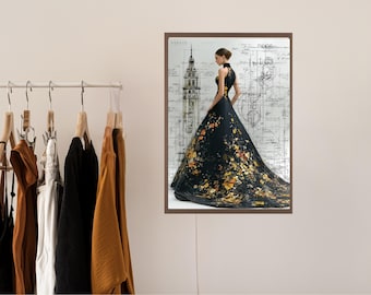 Elegant Black Dress Fashion Illustration: Couture Sketch Art Print (Digital Download)