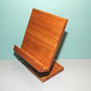 Handmade Adjustable Oak or Cherry Wood Stand: iPad, Laptop, Cookbook