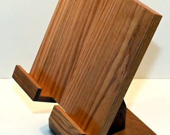 Handmade Adjustable Oak or Cherry Wood Stand: iPad, Laptop, Cookbook