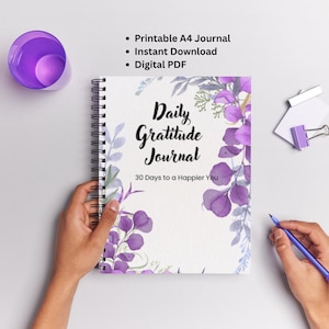 Daily Gradtitude Journal -30-Day Guided Journal PDF | Daily Reflection & Mindfulness Prompts | Self-Care Printable Digital Download