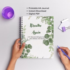 14-Day Healing Journal Printable PDF | Breathe Again Self-Care Workbook | Guided Mental Health Journal | Mindfulness & Reflection Diary