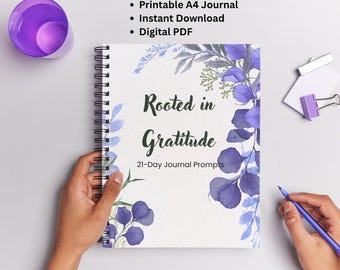 21-dagars tacksamhetsdagbok | Utskrivbara mindfulness-uppmaningar (PDF)
