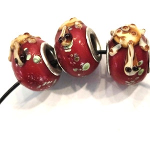 Big hole Turtle lampwork beads 5 pc