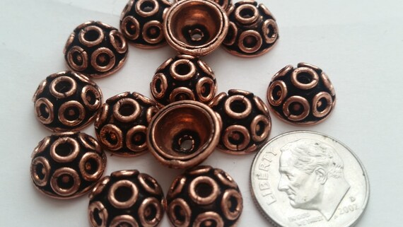 Copper Bead Caps 7-8mm Wde,14 Pieces