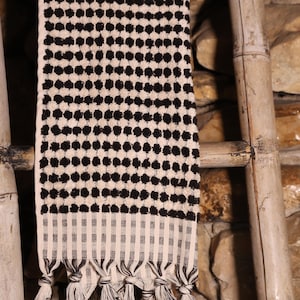 VM COCO Organic Chickpea Pattern Black Hand Towel | Hand Woven | Quality Turkish Cotton | Soft | Thick Towel | Personalized Gift