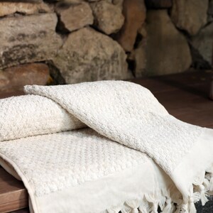 VM COCO Chickpea Patterned Special Natural Bath / Hand Towel Set 2 Pcs| Hand Woven | Limited Stock! | Soft | Thick Towel | Personalized Gift