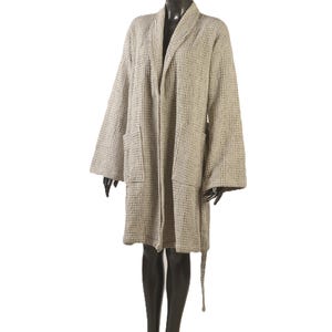VM COCO Organic Waffle Gray Bathrobe | Hand Woven | Quality Turkish Cotton | Soft | Thick Bathrobe | Personalized gift