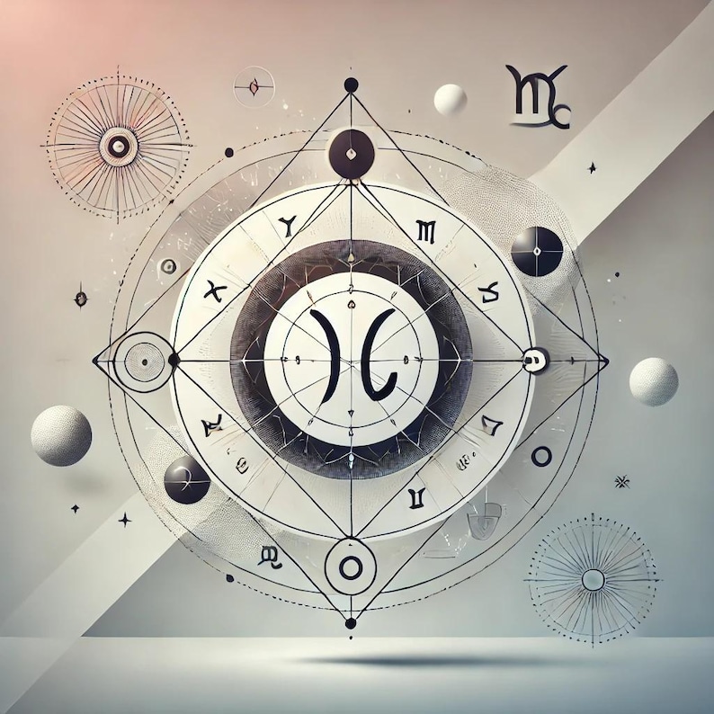 May include: A black and white geometric design with a circle in the center. The circle has a black and white symbol inside. The design is surrounded by a series of circles and lines.