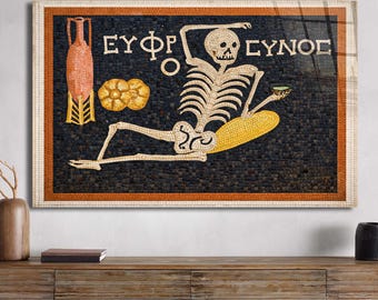 Arte mural de vidrio templado Mosaico de esqueleto de Antioquía Memento Mori Arte romano antiguo